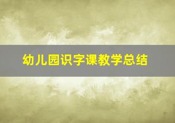 幼儿园识字课教学总结