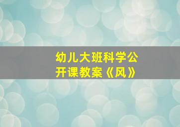 幼儿大班科学公开课教案《风》