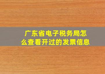 广东省电子税务局怎么查看开过的发票信息