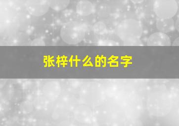 张梓什么的名字