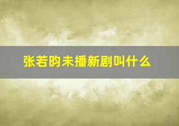 张若昀未播新剧叫什么