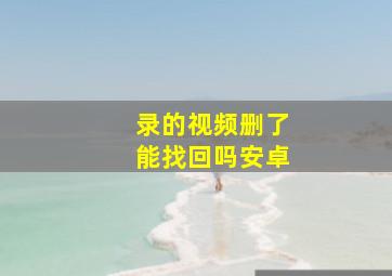 录的视频删了能找回吗安卓