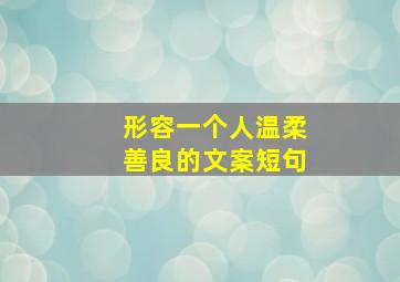 形容一个人温柔善良的文案短句