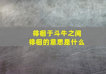 徘徊于斗牛之间徘徊的意思是什么