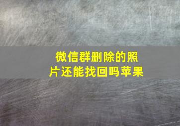 微信群删除的照片还能找回吗苹果