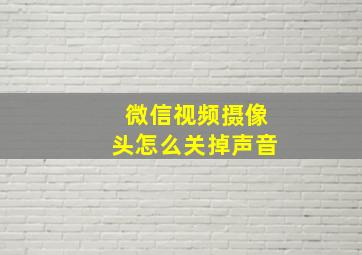 微信视频摄像头怎么关掉声音