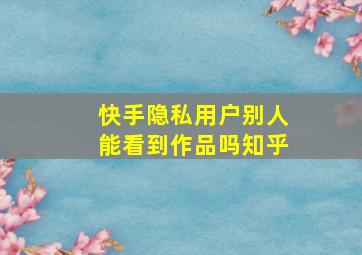 快手隐私用户别人能看到作品吗知乎