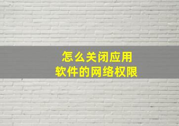 怎么关闭应用软件的网络权限