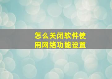 怎么关闭软件使用网络功能设置