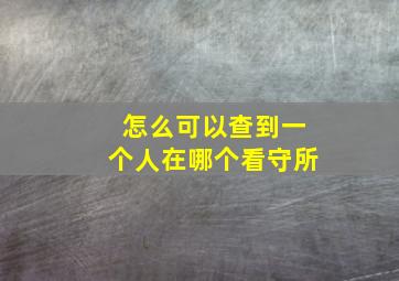 怎么可以查到一个人在哪个看守所