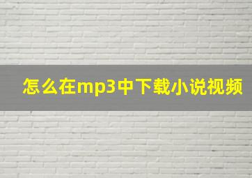 怎么在mp3中下载小说视频