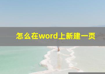 怎么在word上新建一页