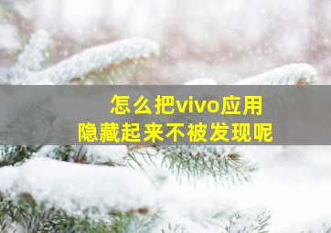 怎么把vivo应用隐藏起来不被发现呢