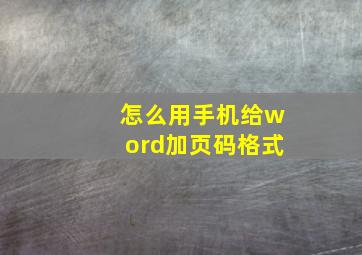 怎么用手机给word加页码格式