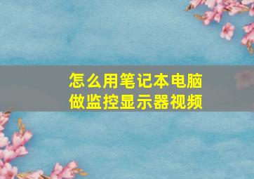 怎么用笔记本电脑做监控显示器视频