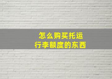 怎么购买托运行李额度的东西