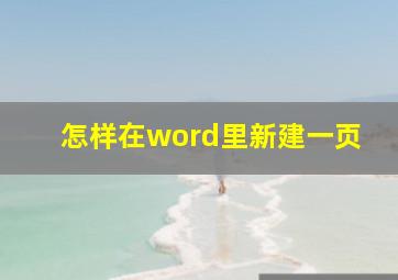 怎样在word里新建一页