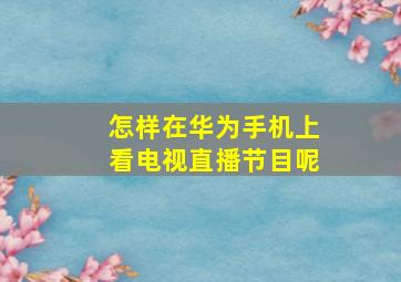 怎样在华为手机上看电视直播节目呢