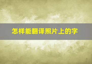 怎样能翻译照片上的字