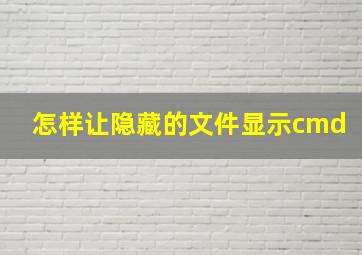 怎样让隐藏的文件显示cmd