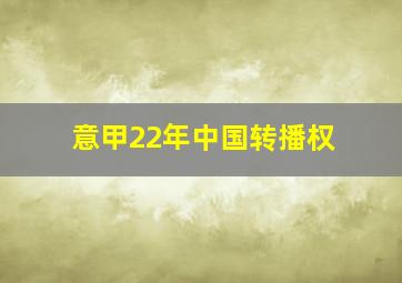 意甲22年中国转播权