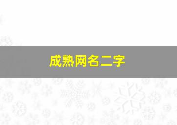 成熟网名二字