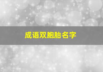 成语双胞胎名字