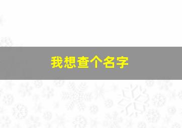 我想查个名字