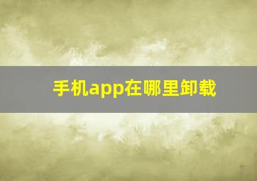 手机app在哪里卸载