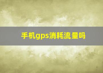 手机gps消耗流量吗