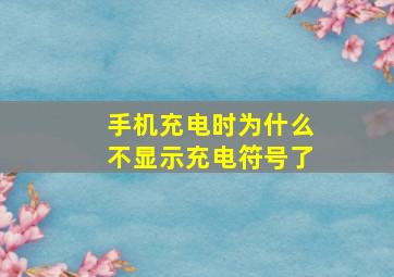 手机充电时为什么不显示充电符号了