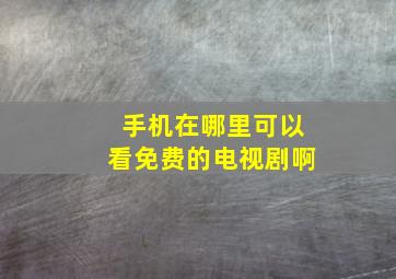 手机在哪里可以看免费的电视剧啊