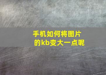 手机如何将图片的kb变大一点呢