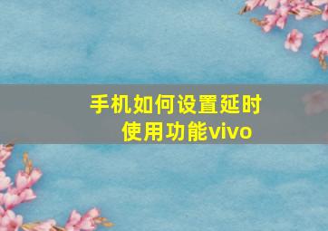 手机如何设置延时使用功能vivo