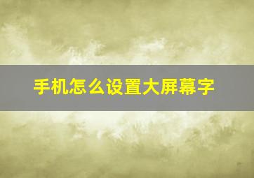 手机怎么设置大屏幕字