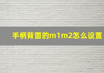 手柄背面的m1m2怎么设置