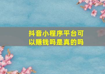 抖音小程序平台可以赚钱吗是真的吗