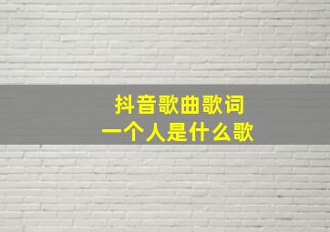 抖音歌曲歌词一个人是什么歌