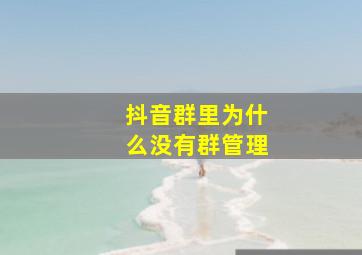 抖音群里为什么没有群管理