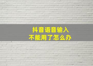 抖音语音输入不能用了怎么办