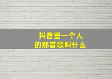 抖音里一个人的那首歌叫什么