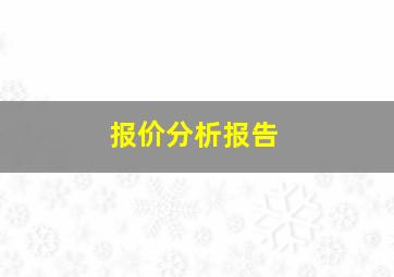 报价分析报告