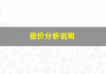 报价分析说明