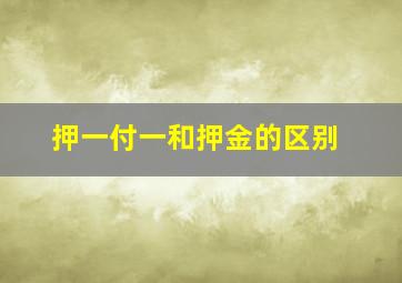 押一付一和押金的区别