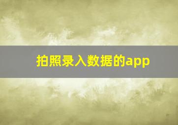 拍照录入数据的app