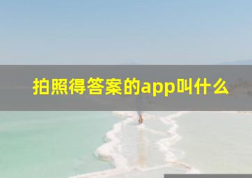 拍照得答案的app叫什么