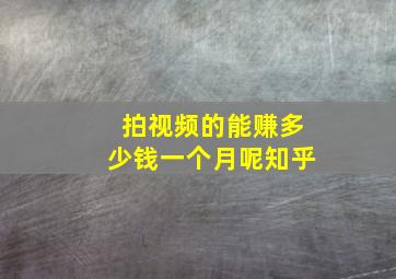 拍视频的能赚多少钱一个月呢知乎