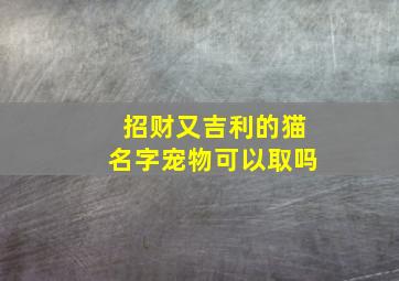 招财又吉利的猫名字宠物可以取吗