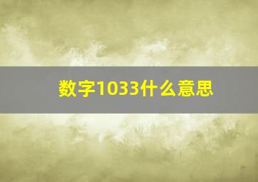 数字1033什么意思