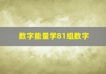 数字能量学81组数字